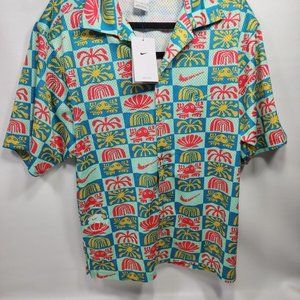 Nike Mesh Hawaiian Resort Camp Shirt Men's Sz M DV0041-446 Dri-Fit Button Up NWT